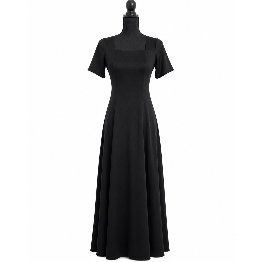 Vintage Stage Accents Black‎ Gown Square Neck Size 2 Gothic dark academia choir